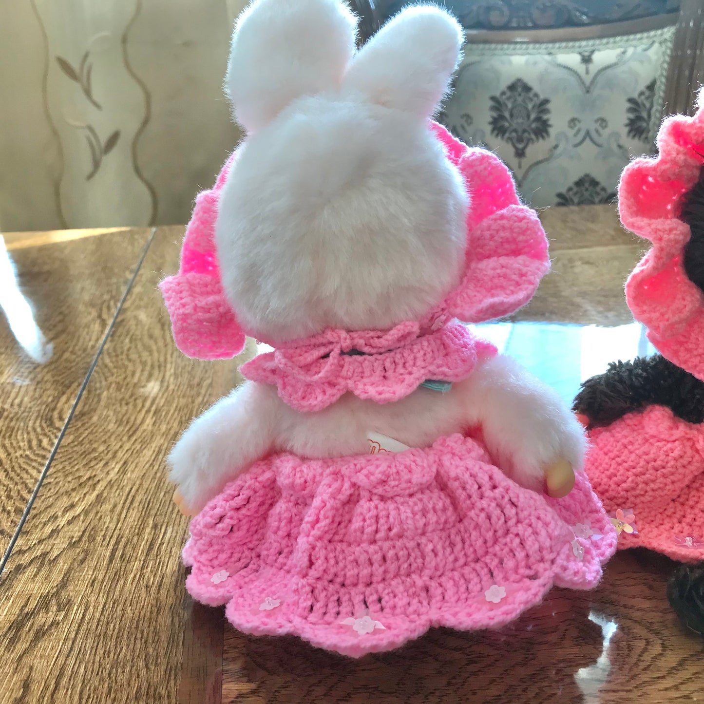 Pink Crochet Dress and Headband Set for Monchhichi