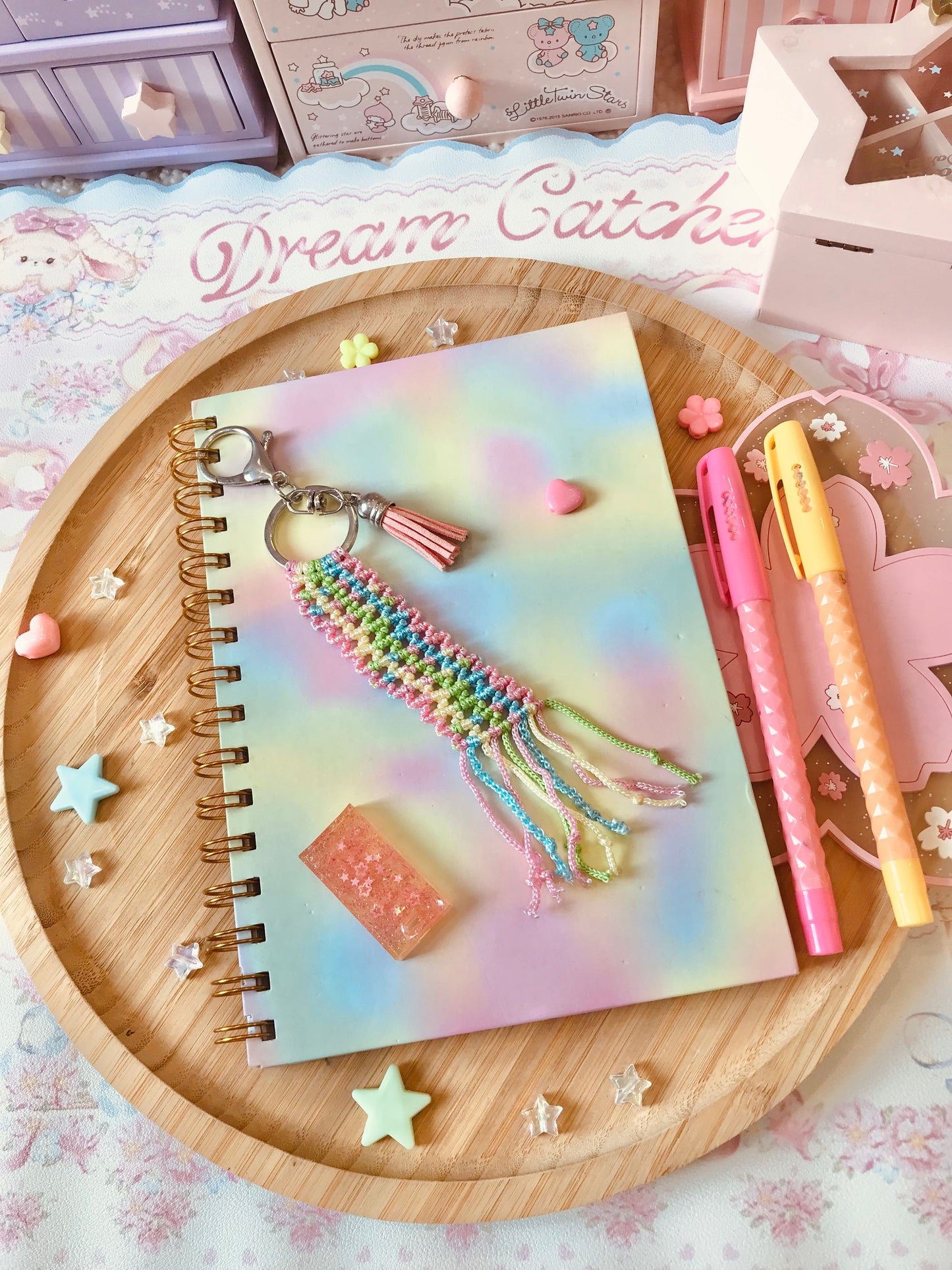 Cute Pastel Macrame Keychain