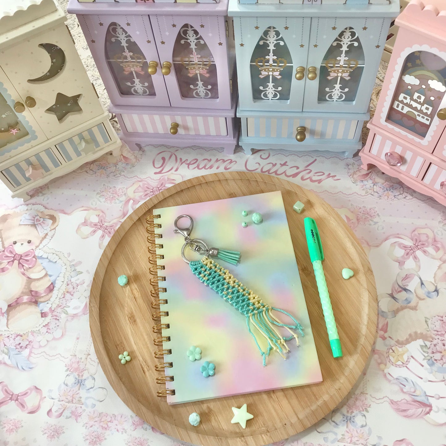 Cute Mint Macrame Keychain