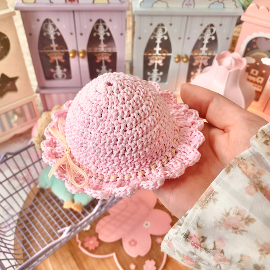 Pastel Pink Crochet Hat for Monchhichi Toys