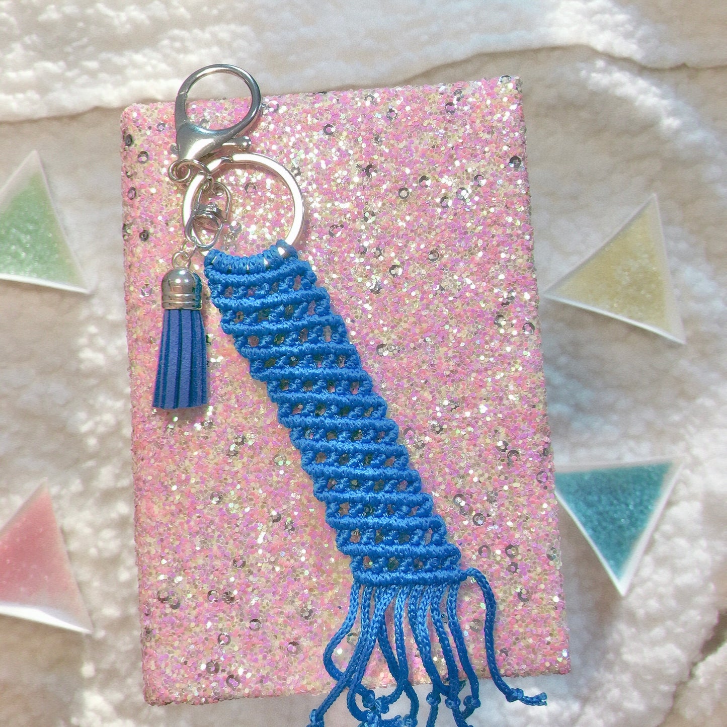 Cute Kawaii Electric Blue Macrame Keychain