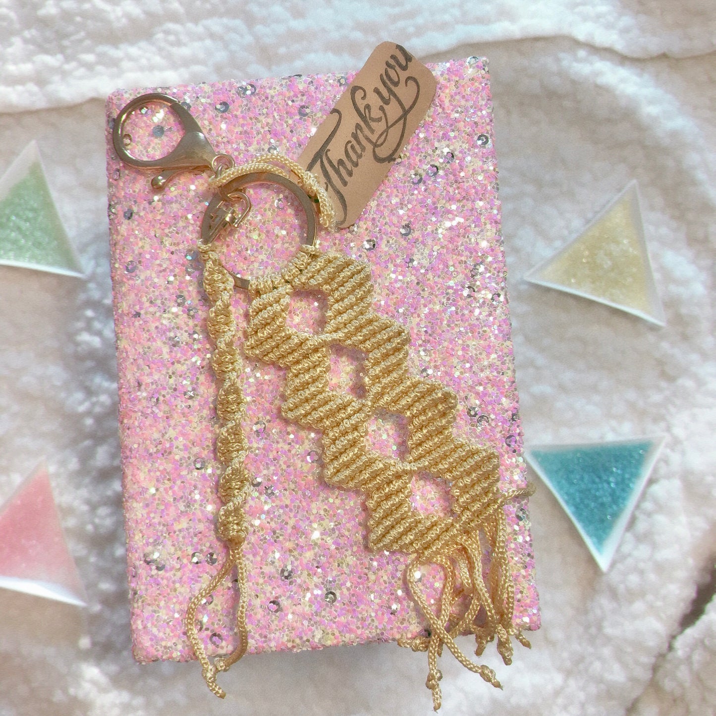 Cute Kawaii Tan Macrame Keychain