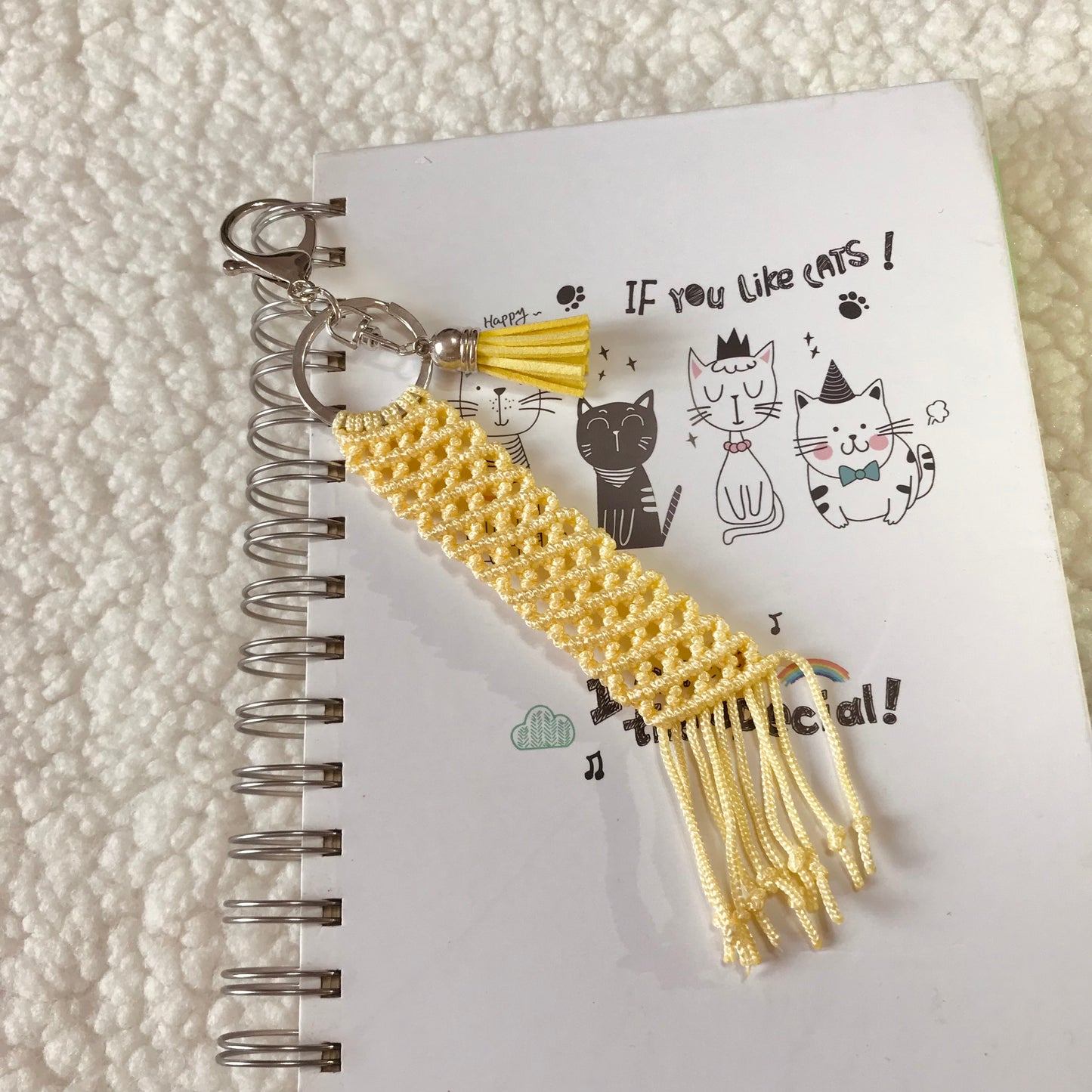Cute Kawaii Light Yellow Macrame Keychain