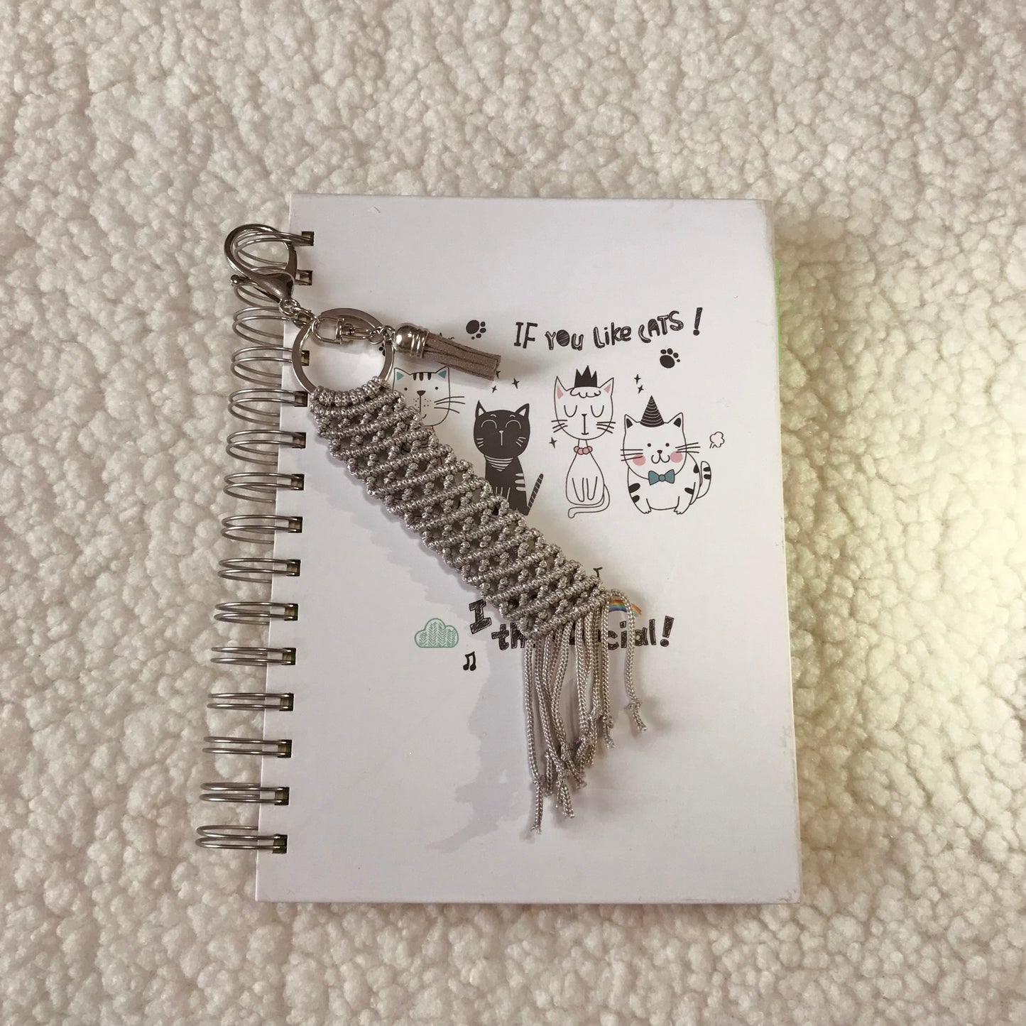 Cute Kawaii Gray Macrame Keychain