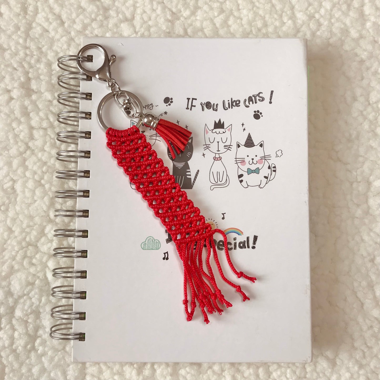 Cute Kawaii Red Macrame Keychain