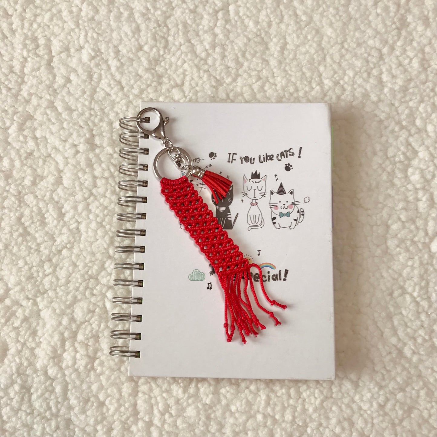 Cute Kawaii Red Macrame Keychain