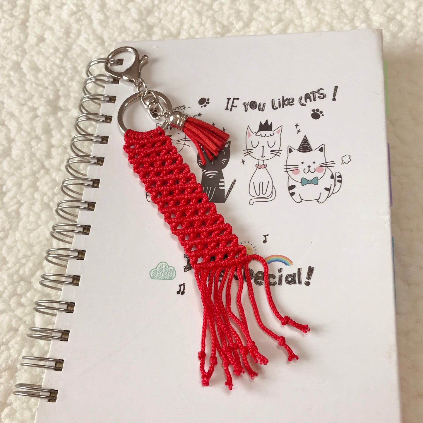 Cute Kawaii Red Macrame Keychain