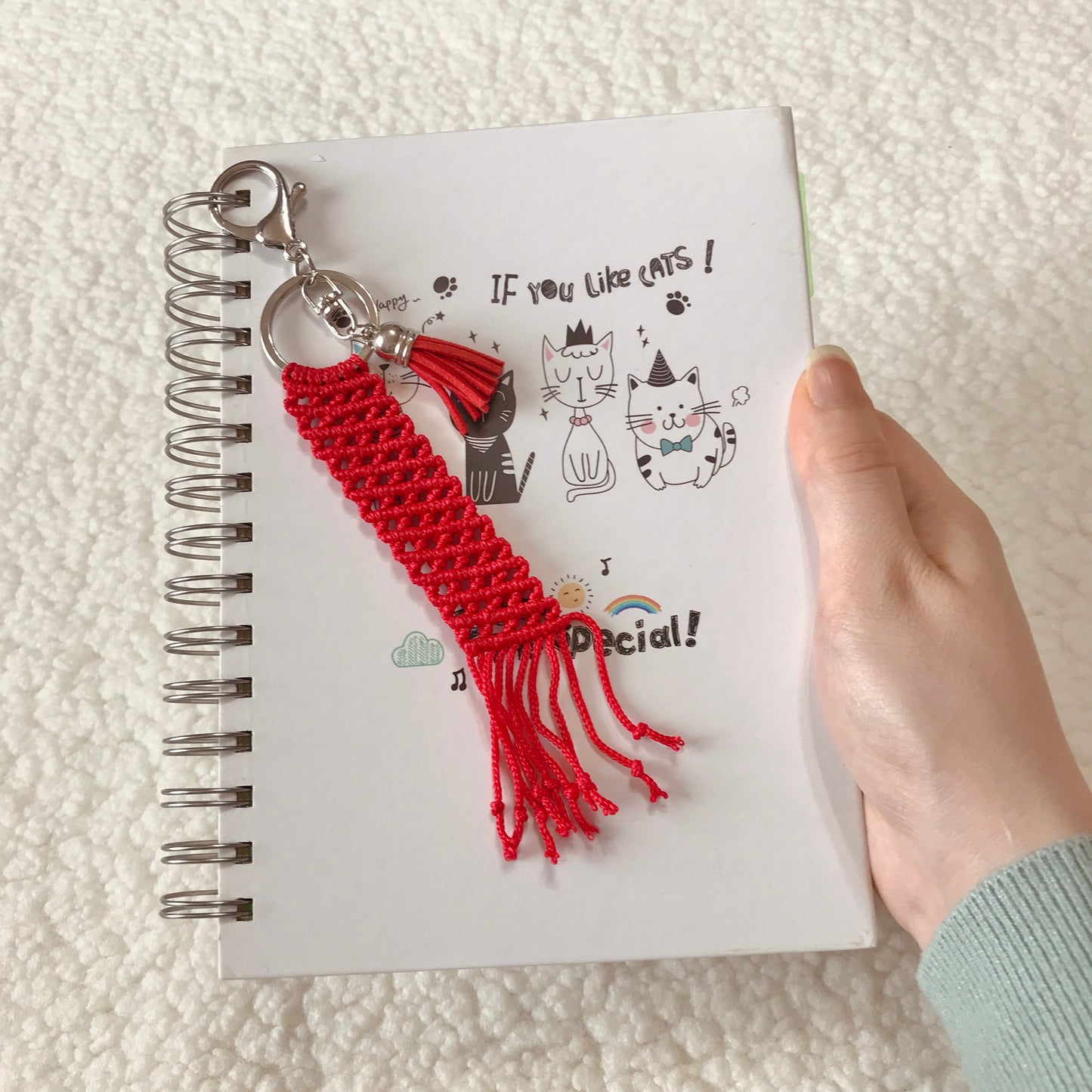 Cute Kawaii Red Macrame Keychain