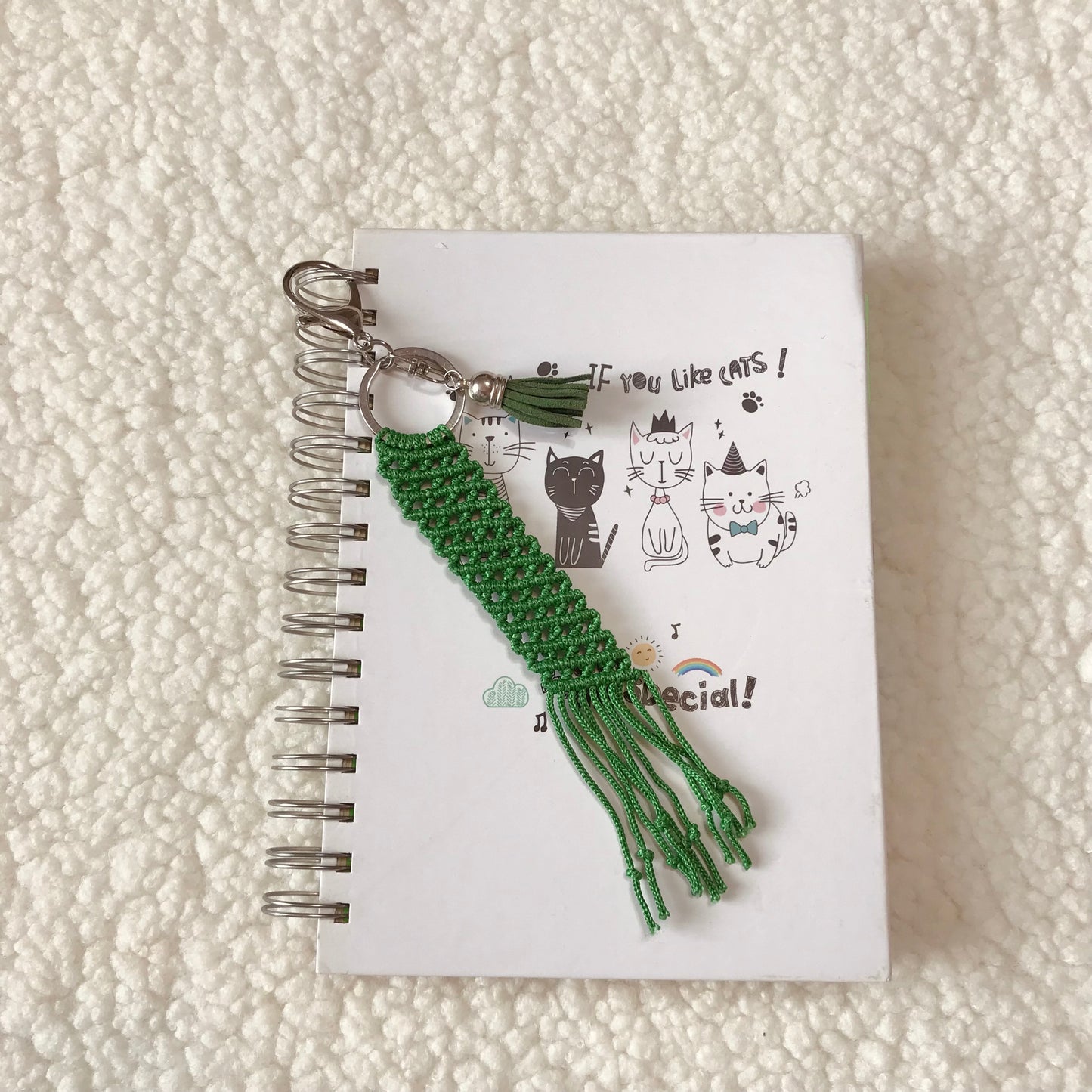 Cute Kawaii Dark Green Macrame Keychain