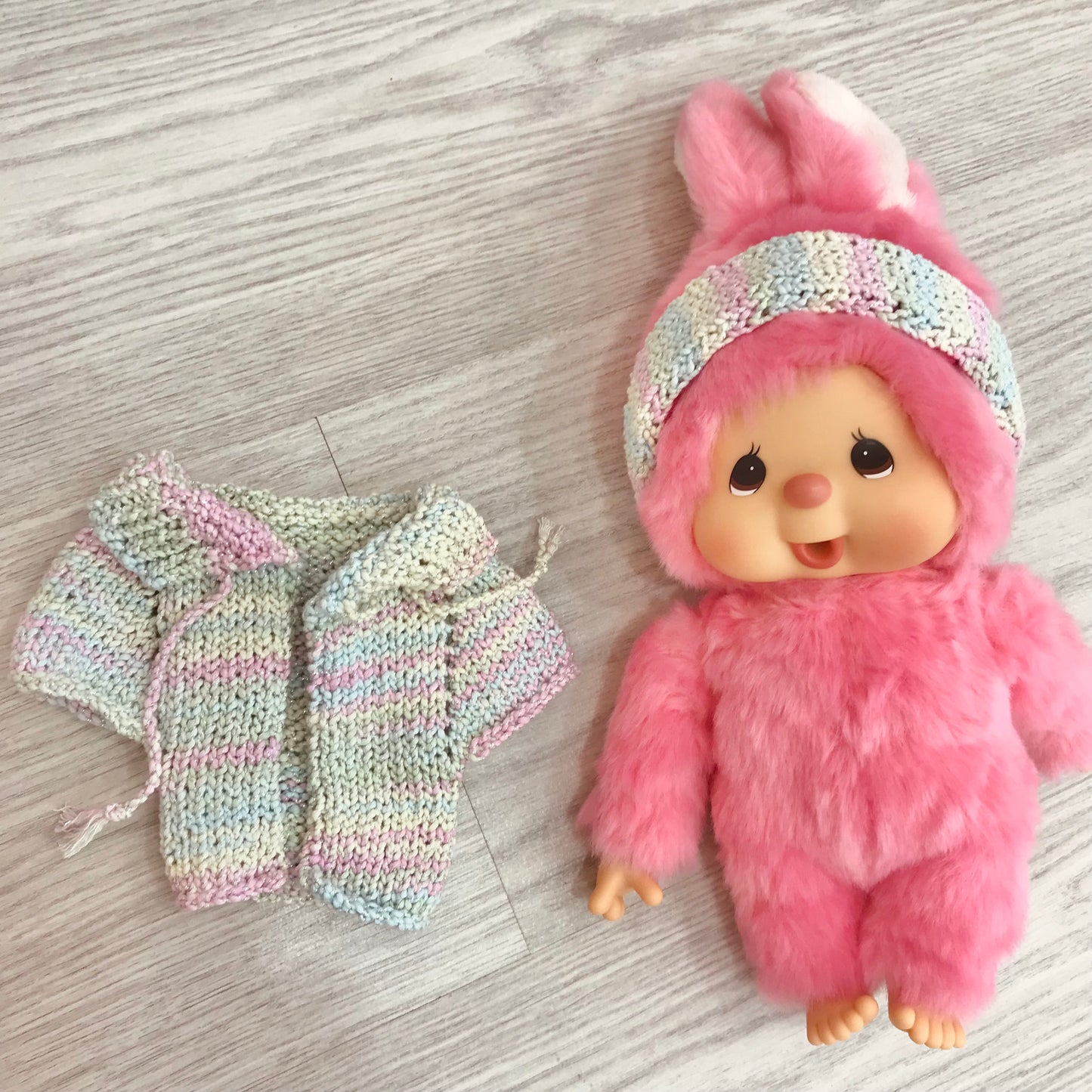 Hand-Knitted Cute Kawaii Cardigan and Headband Set for 30 cm Toys