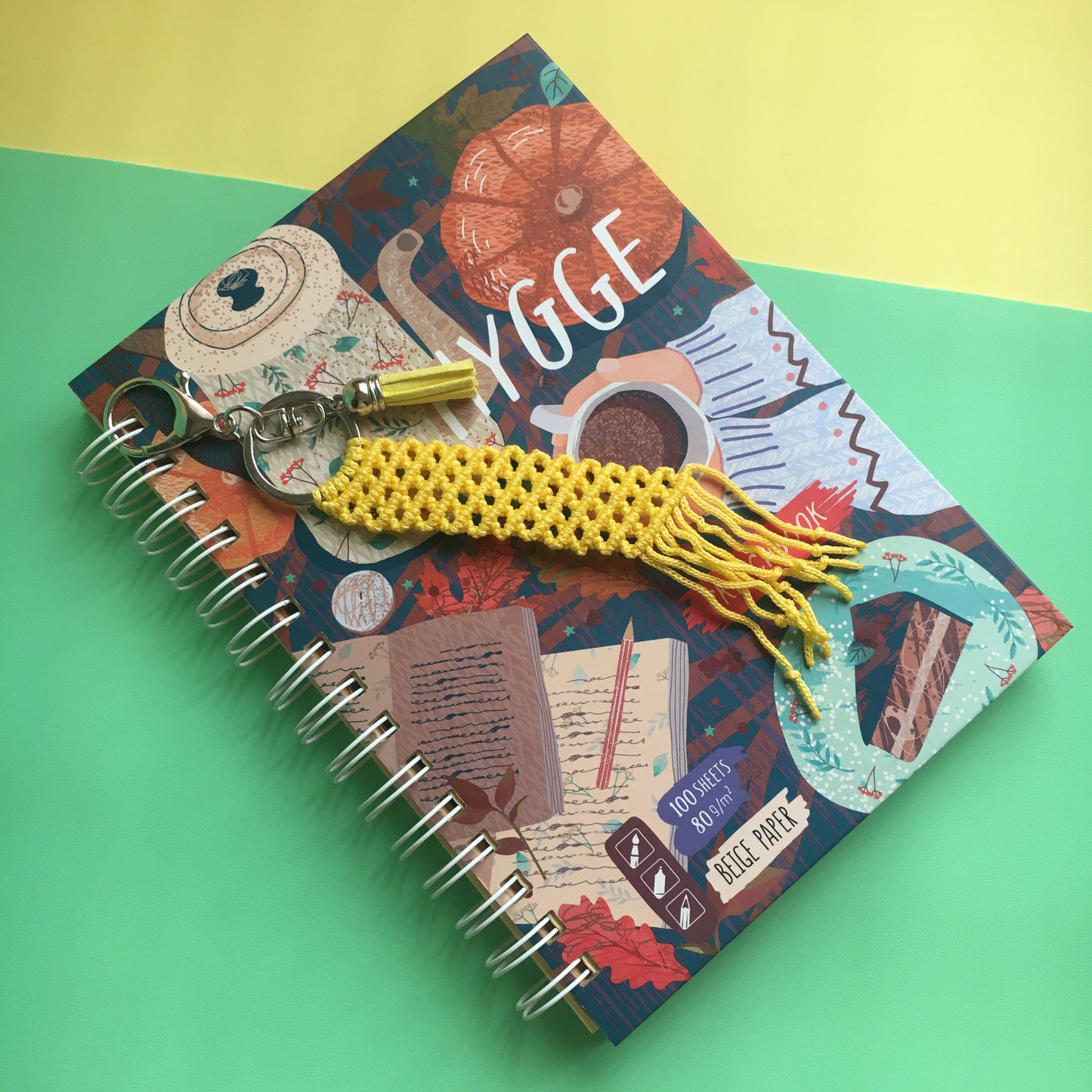 Cute Kawaii Bright Yellow Macrame Keychain