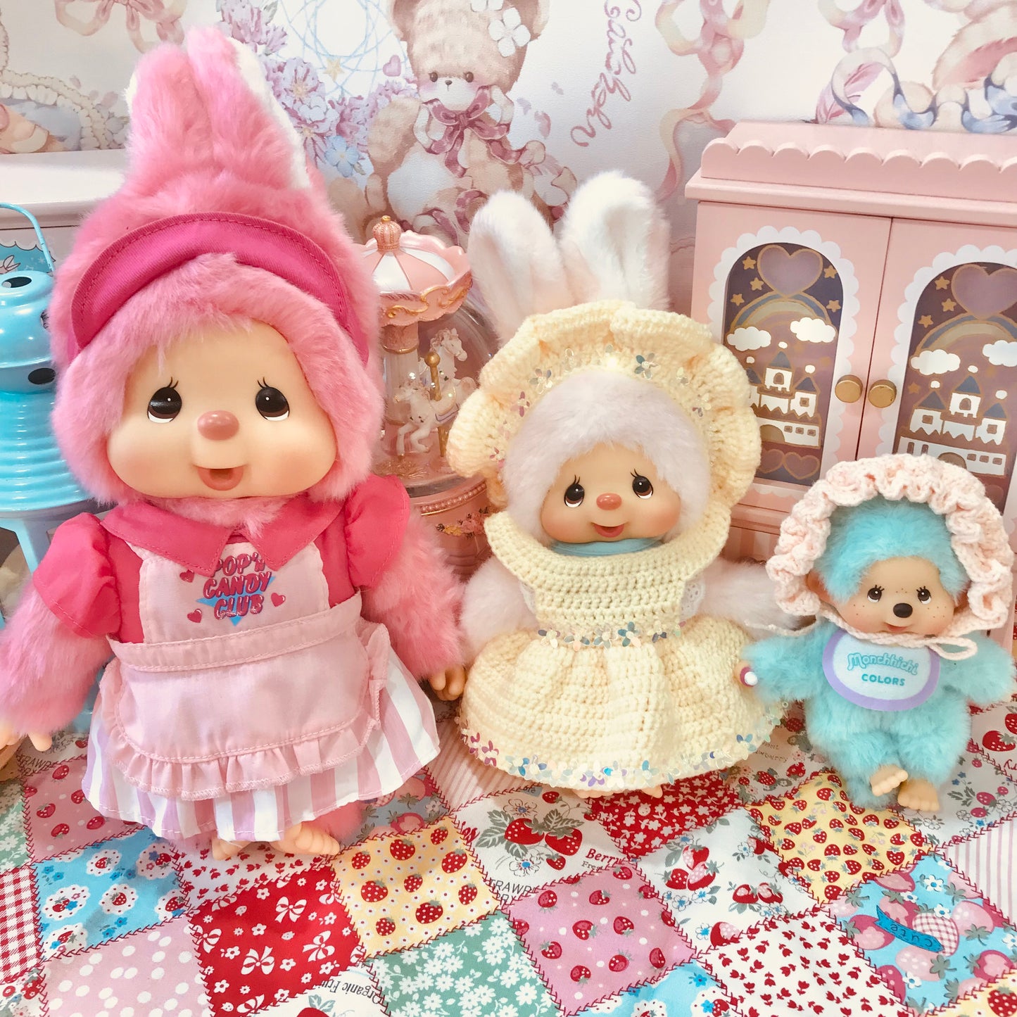 Yellow Crochet Dress and Headband Set for Monchhichi