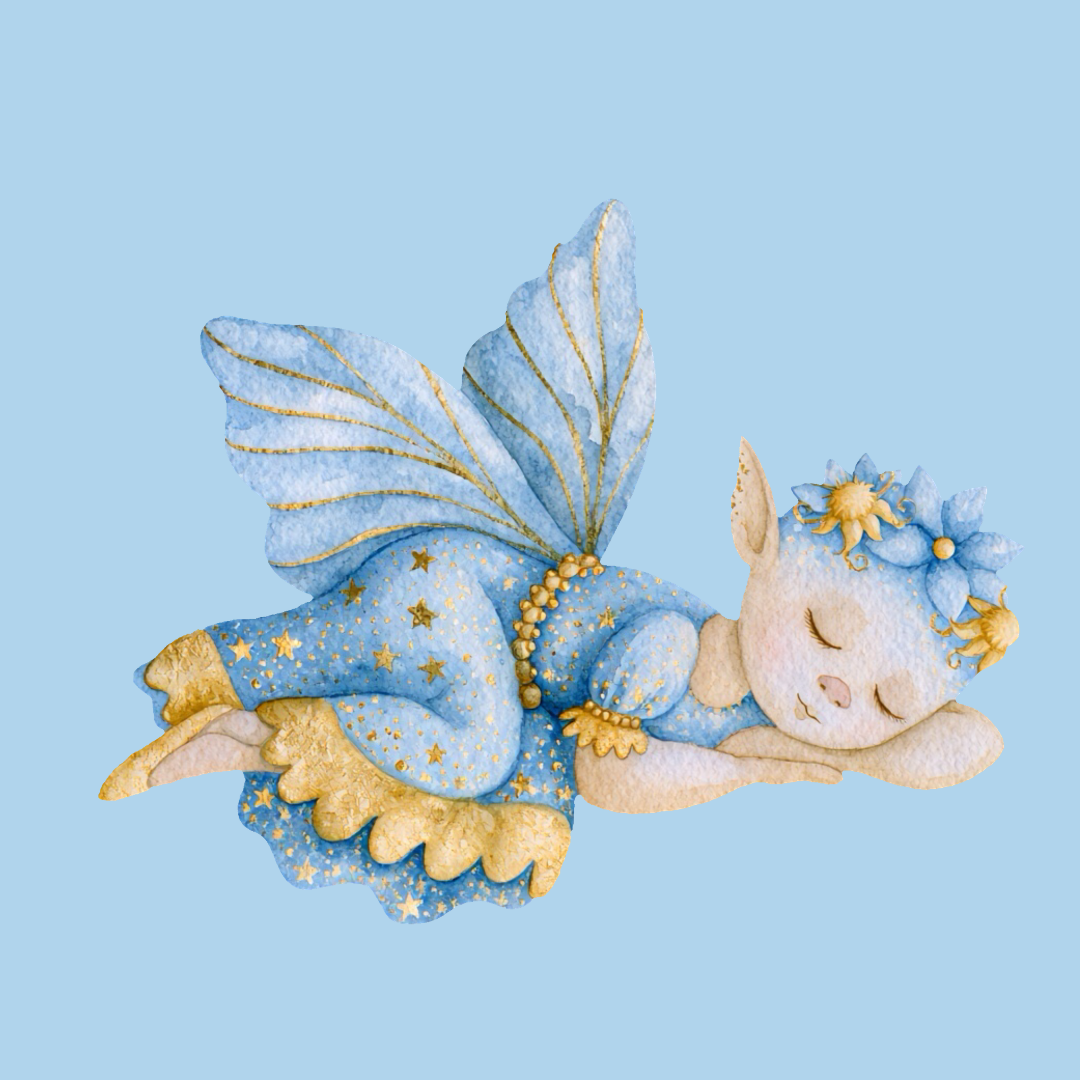 Sleeping Fairy in Blue Dress PNG Clipart