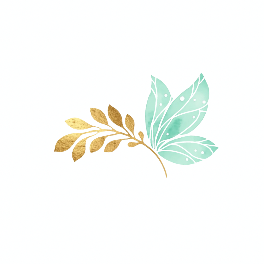 Mint & Gold Leaf Text Divider PNG Clipart