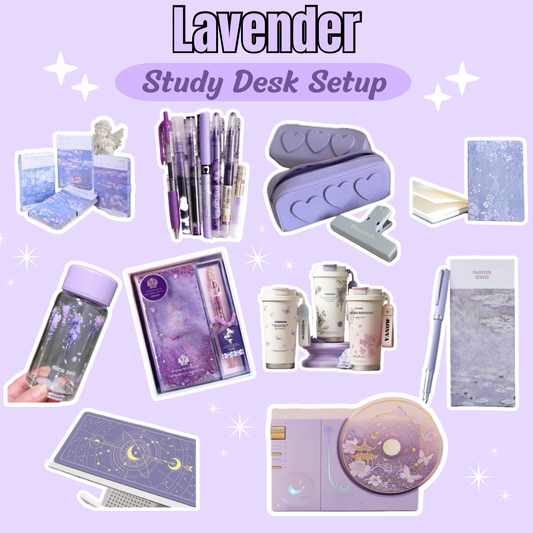 Soft Lavender Desk Setup – Pastel Goodies for Students & Office Workers
