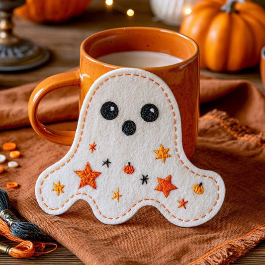 How to Make a Halloween Felt Ghost Cup Coaster