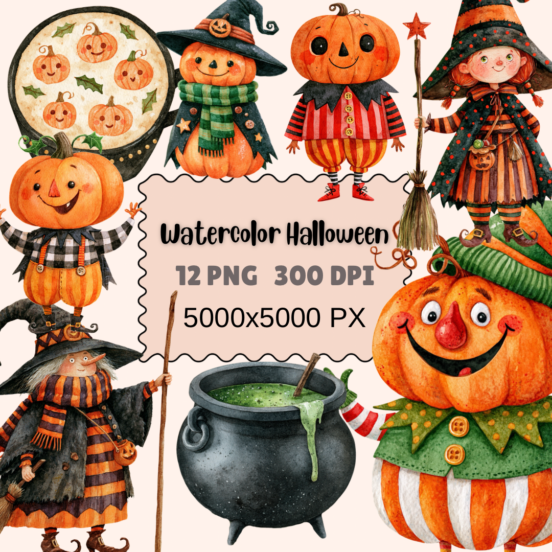 Watercolor Halloween Clipart