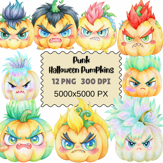 Punk Halloween Pumpkin Clipart