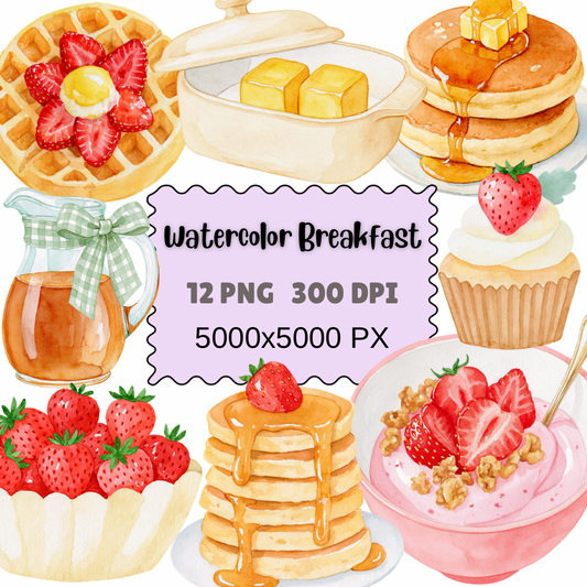 Watercolor Breakfast Clipart