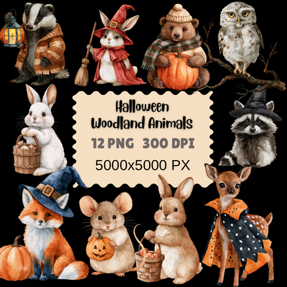 Halloween Woodland Animal Clipart