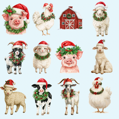 Christmas Barn Animals Clipart