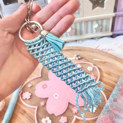 Cute Kawaii Sky Blue Macrame Keychain