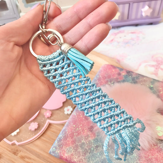 Cute Kawaii Sky Blue Macrame Keychain