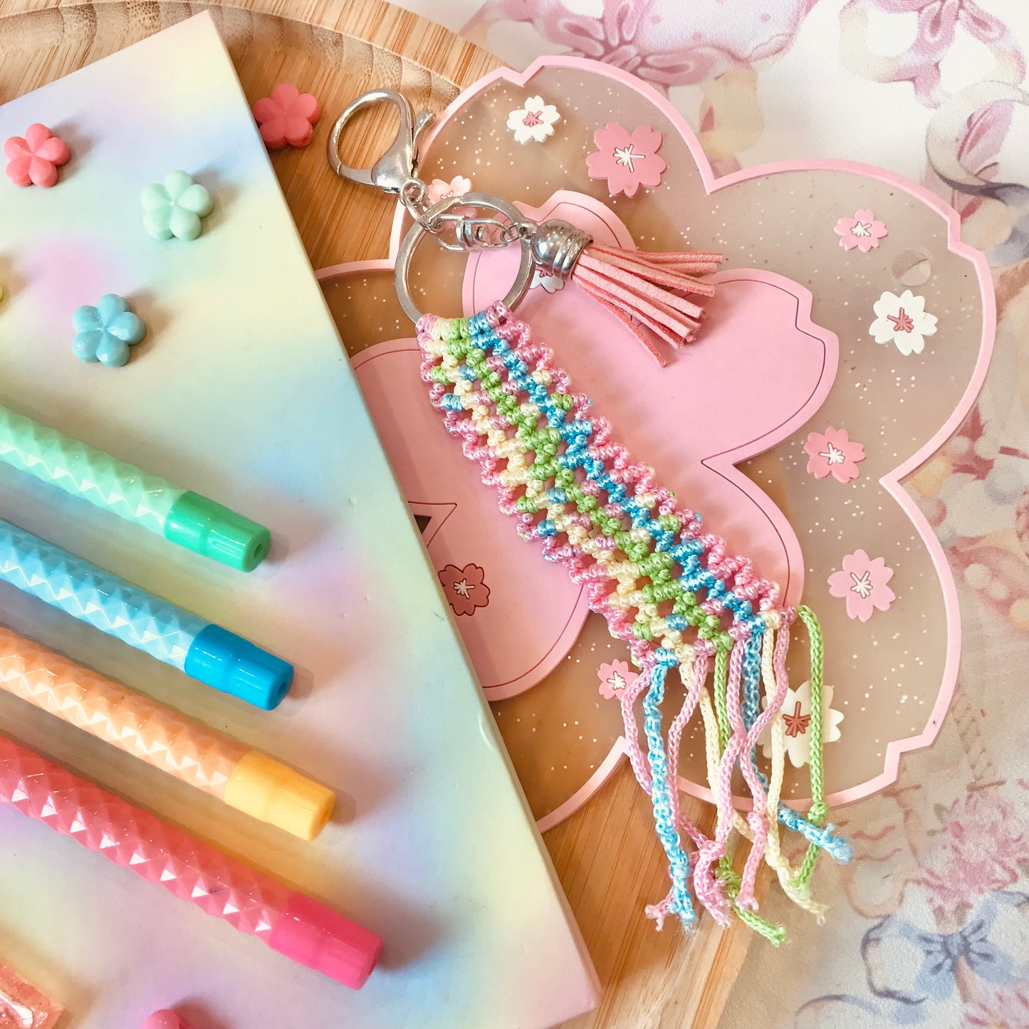 Cute Pastel Macrame Keychain