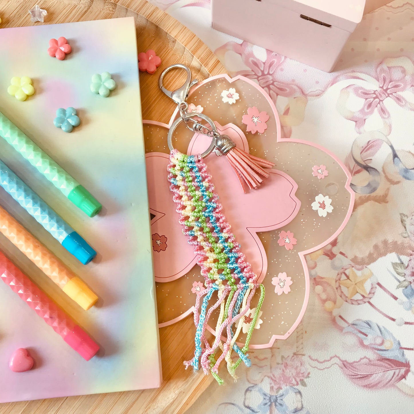 Cute Pastel Macrame Keychain