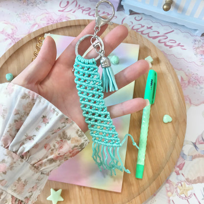 Cute Mint Macrame Keychain