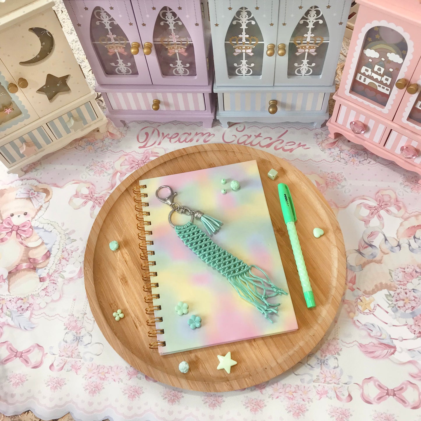 Cute Mint Macrame Keychain