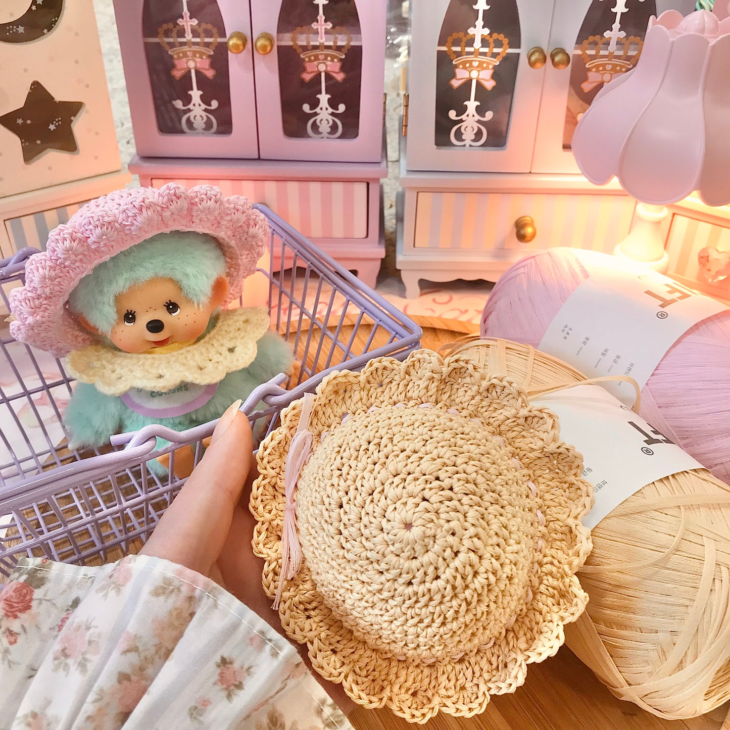 Tan Crochet Hat for Monchhichi Toys