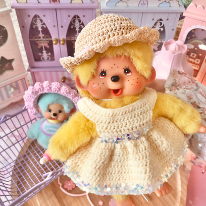 Tan Crochet Hat for Monchhichi Toys