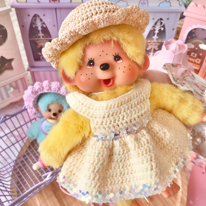 Tan Crochet Hat for Monchhichi Toys