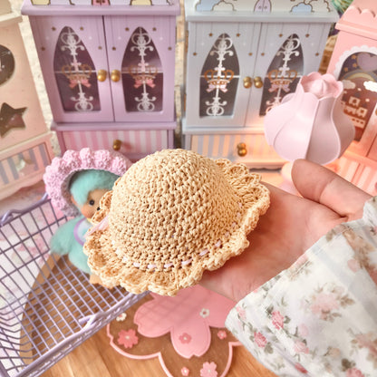 Tan Crochet Hat for Monchhichi Toys