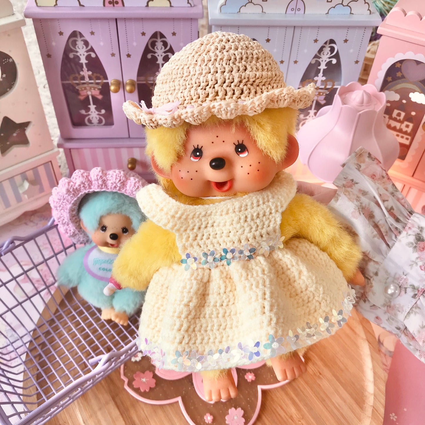 Tan Crochet Hat for Monchhichi Toys