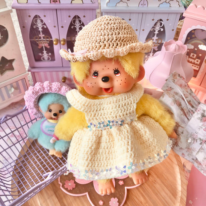 Tan Crochet Hat for Monchhichi Toys