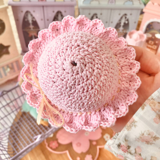 Pastel Pink Crochet Hat for Monchhichi Toys