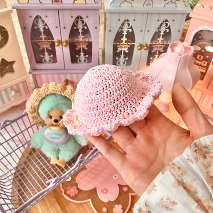Pastel Pink Crochet Hat for Monchhichi Toys