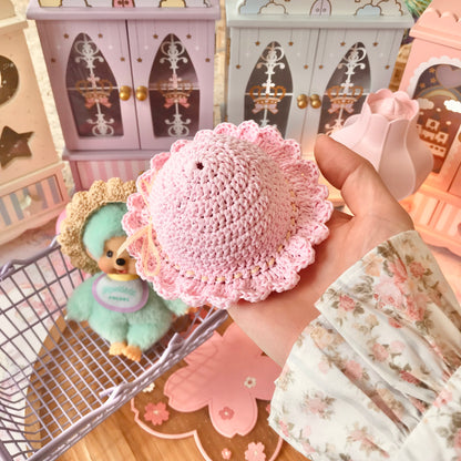 Pastel Pink Crochet Hat for Monchhichi Toys