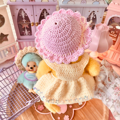 Pastel Pink Crochet Hat for Monchhichi Toys