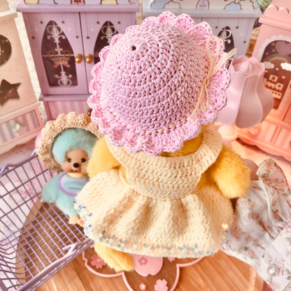 Pastel Pink Crochet Hat for Monchhichi Toys
