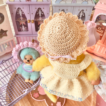 Tan Crochet Hat for Monchhichi Toys