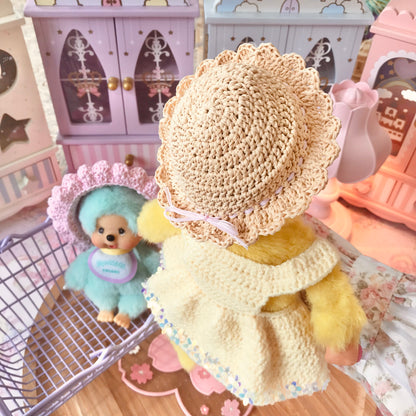 Tan Crochet Hat for Monchhichi Toys