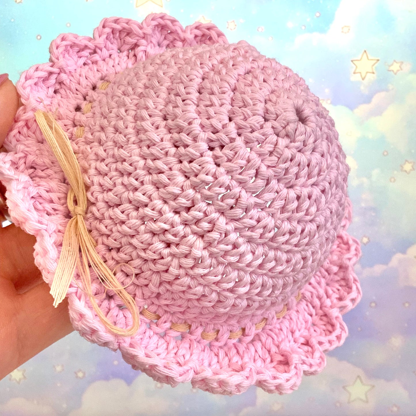 Pastel Pink Crochet Hat for Monchhichi Toys