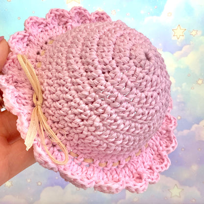 Pastel Pink Crochet Hat for Monchhichi Toys
