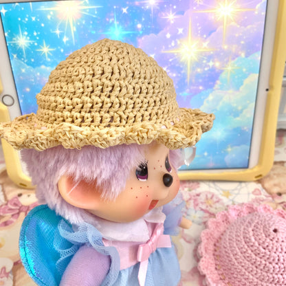 Tan Crochet Hat for Monchhichi Toys
