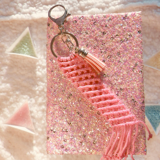 Pink Kawaii Macrame Keychain