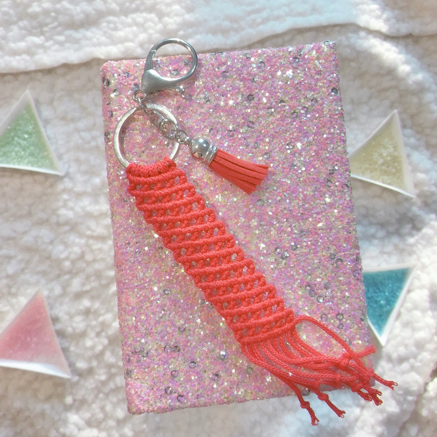 Cute Red Macrame Keychain