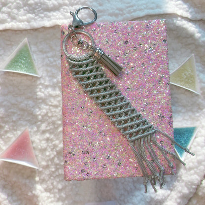 Gray Macrame Keychain